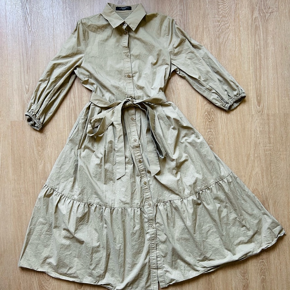 Weekend MAX MARA✨ COTTON Chemisier Dress Beige Tan 36 Diana